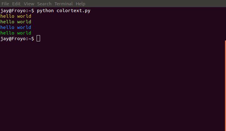 Color terminal text example