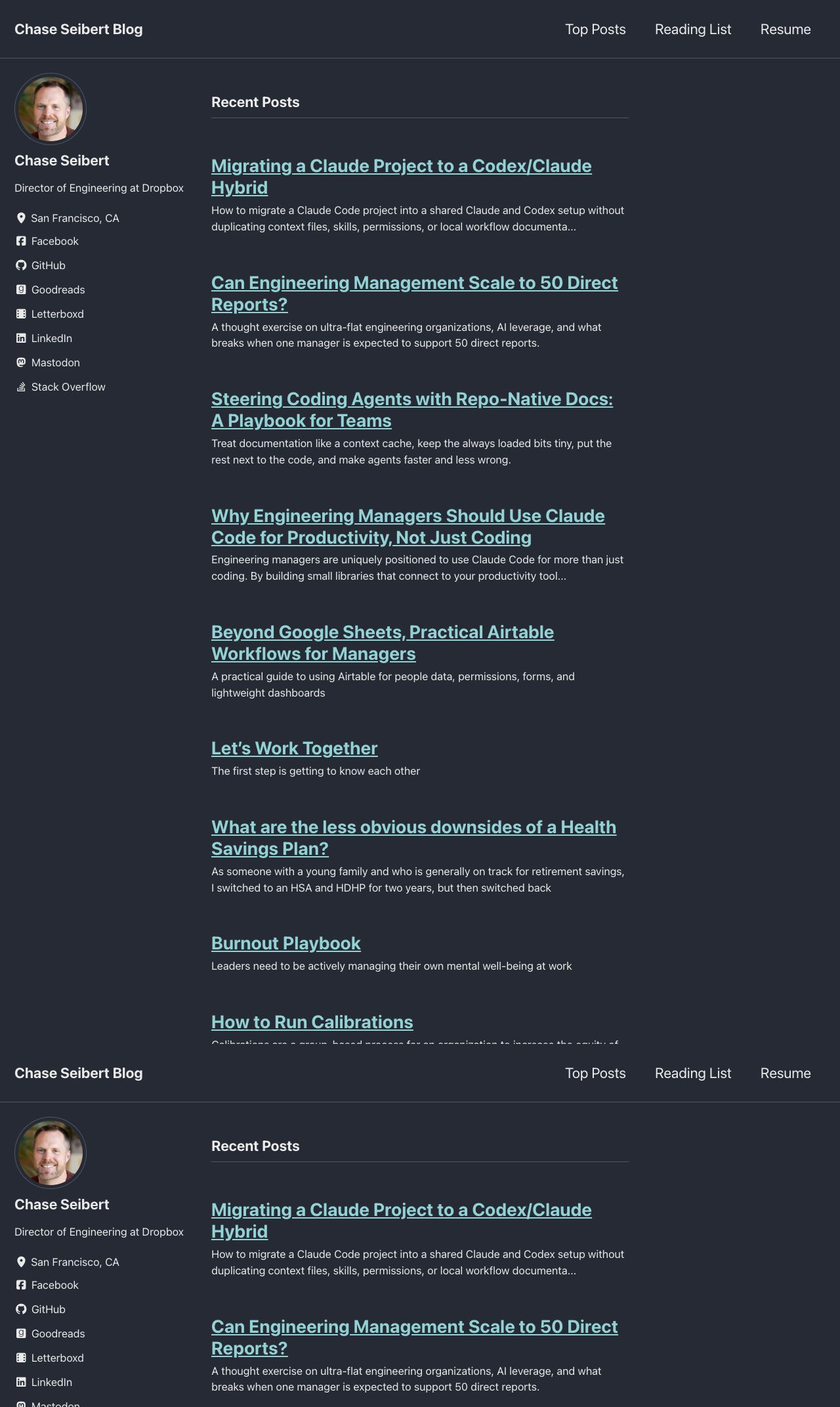 Chase Seibert Blog recent posts page